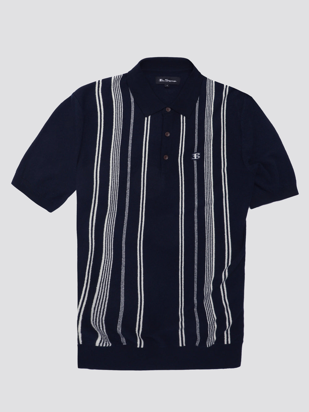 Knitwear Ben Sherman B by Ben Sherman Crinkle Cotton Stripe Polo Bleu Marine | KQM-77196097